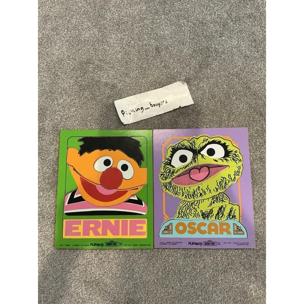 Vintage 1974 Sesame Street Oscar the Grouch and 1973 ERNIE PLAYSKOOL Puzzle  8Pc